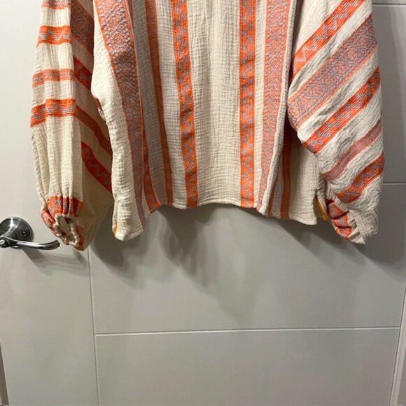 By Together Embroidered Avalon Long Sleeve Oversized Top Cotton Medium Boho - Picture 6 of 16